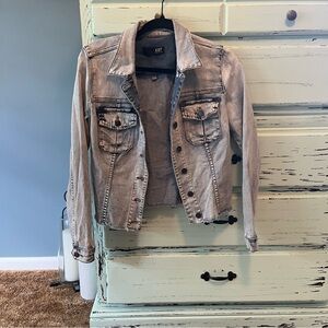 Kut from the Kloth Gray Jean Jacket Distressed Style